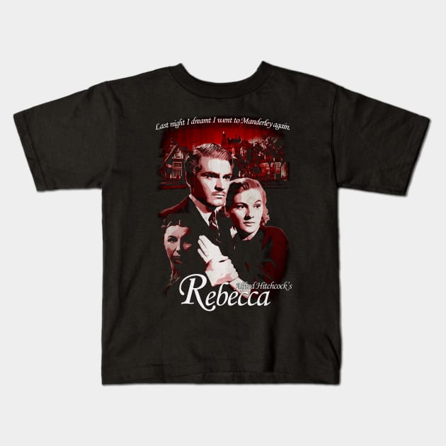 Hitchcock's Rebecca Inspired Design Kids T-Shirt by HellwoodOutfitters